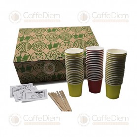 Ecological Accessory Kit with 150x Coffee Cups, Stirrers and Sugar Bags
